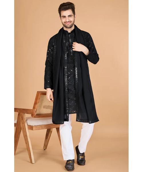 Viscose Fabric Embroidered Traditional Kurta For Mens Wear