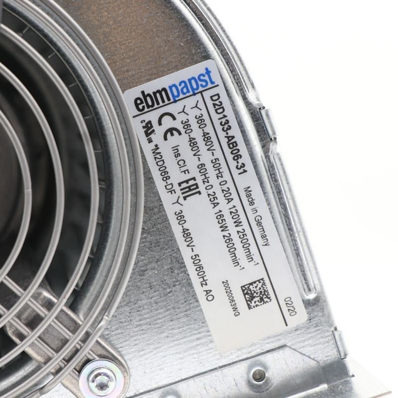 ebmpapst D2D133-AB06-31 380V AC 120W 0.2A 2500RPM 400CFM 133mm Ball Bearing Siemens Inverter Centrifugal Cooling Fan