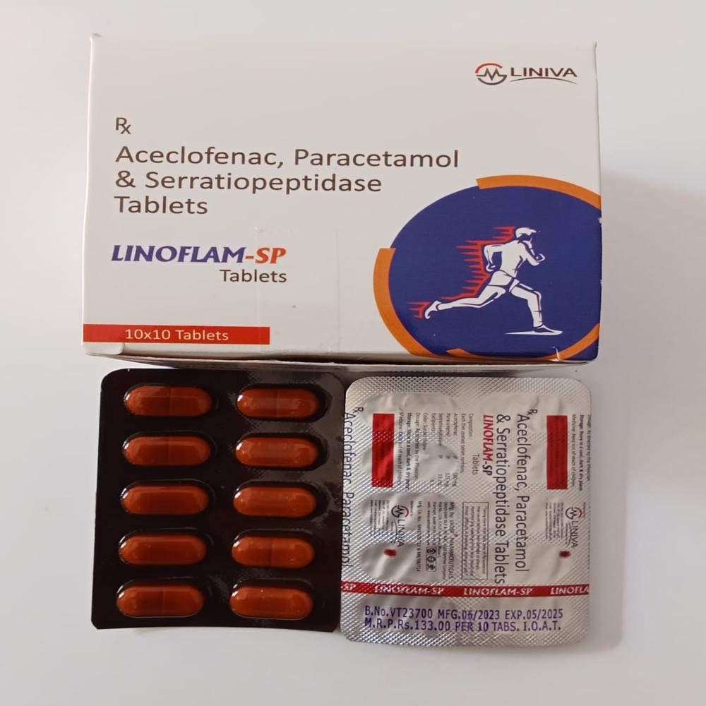 Linoflam-sp (Acceclofena, Paracetamol & Sarritiopeptidas) - Drug Type: General Medicines