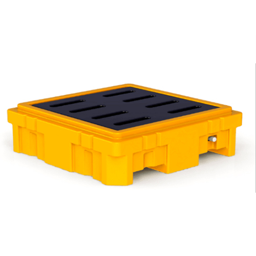 Double Wall Single Drum Spill Containment Pallet - Color: Yellow