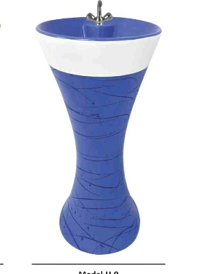 One Piece Designer Two-Tone Blue and White Glossy Finish Basin