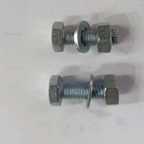 Mild Steel Polished Hex Nut Bolt Washer Set - Color: Silver