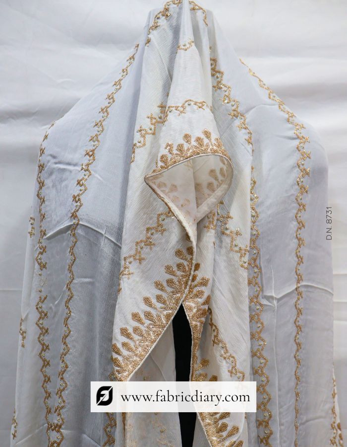 Dyeable Lining Embroidered Chinon Dupatta fabric