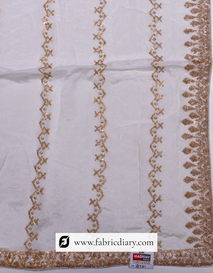Dyeable Lining Embroidered Chinon Dupatta fabric