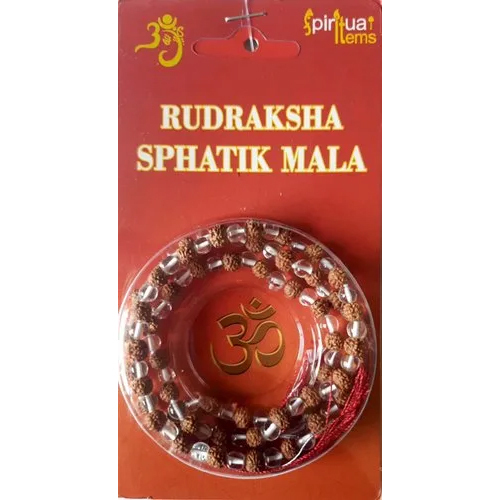 Sphatik Rudraksha Mala - Color: Brown
