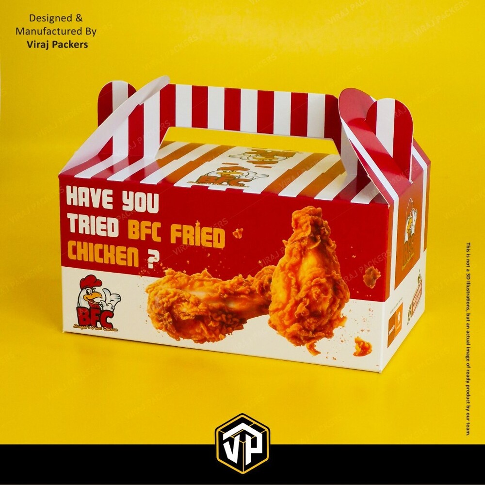 Handle Fried Chicken Box Fried Chicken Packaging - Coating Type: Aqueous Coating