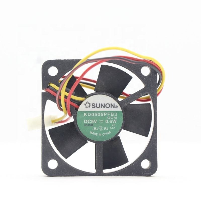SUNON KD0505PFB3 5010 50X50X10mm 5V DC 0.6W 3-wire 5cm 2400RPM 6.5CFM Ball Bearing Inverter Small Axial Cooling Fan