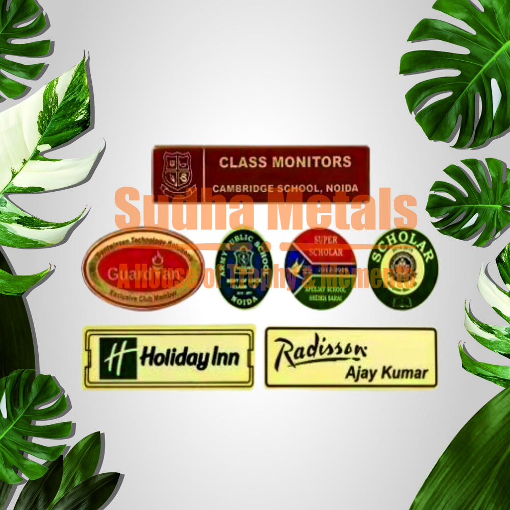 School Badge - Metal, Standard Size , Rectangular Shape, Various Colors, Smooth Finish, Customizable Logo Options