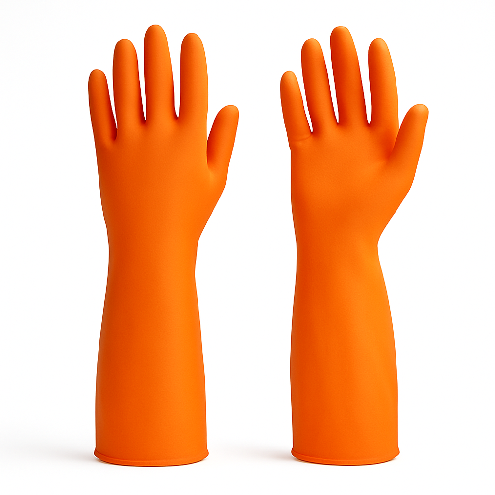 Orange Rubber Gloves - Feature: Washable