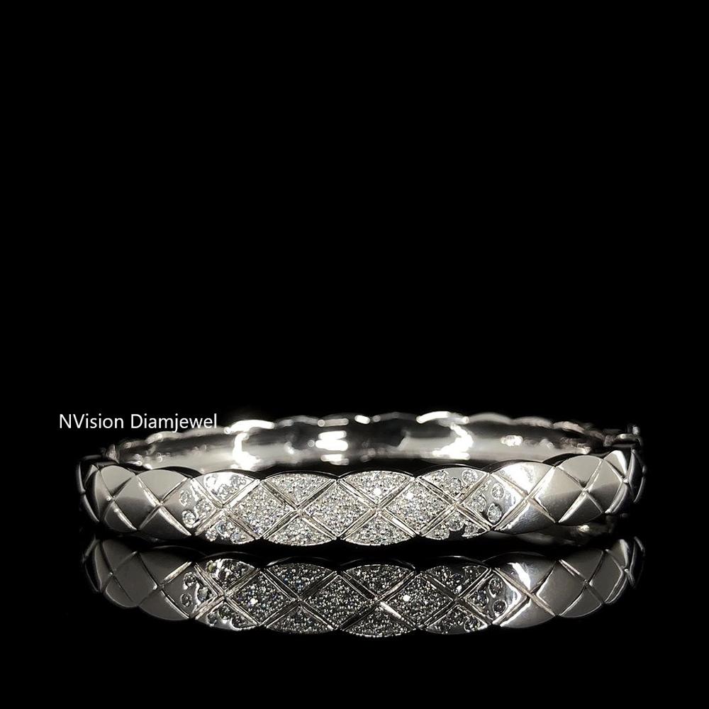 Criss Cross Encrusted Natural Diamond Men's Bracelet