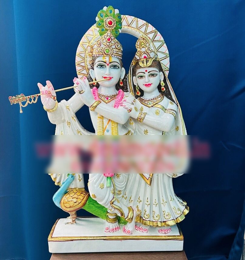 मार्बल राधा कृष्ण जुड़वा मूर्ति