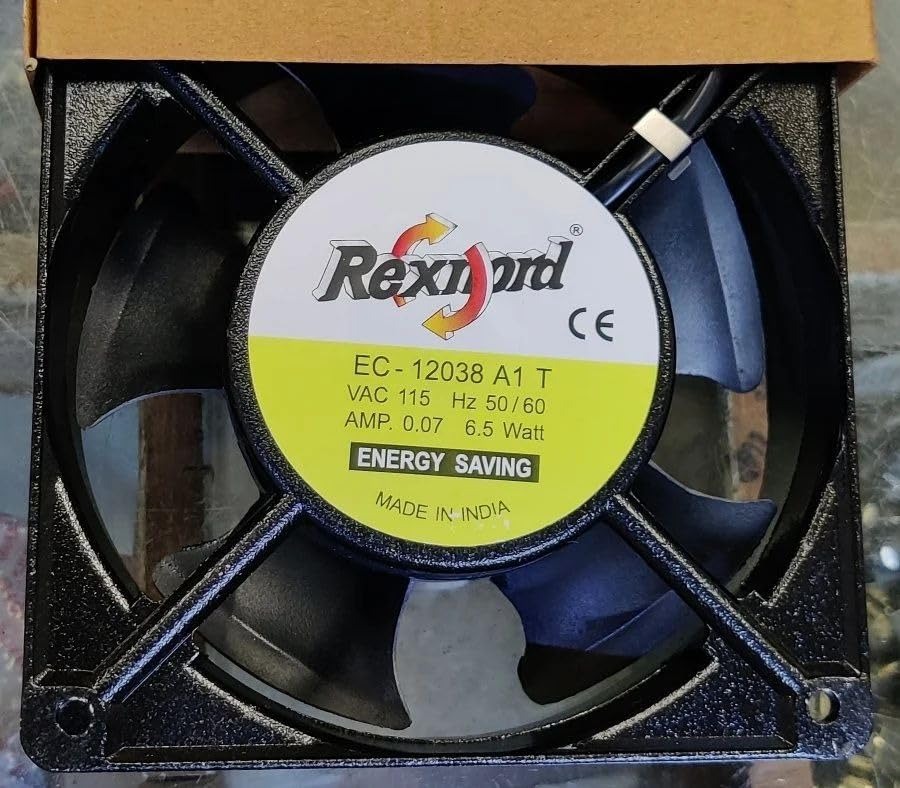 EC-120338 A1 T Axial Fan 115V 50/60Hz 0.07A 6.5W DC Brushless Air Cooling Fan 5500 RPM 120 * 120 * 38mm 2Wire (Metal)