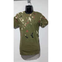 Men Camouflage Print Round Neck Cotton T-Shirt