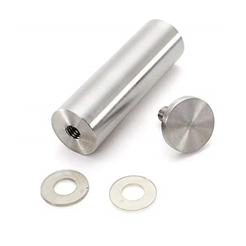 Polished Stainless Steel Glass Stud - Color: Silver