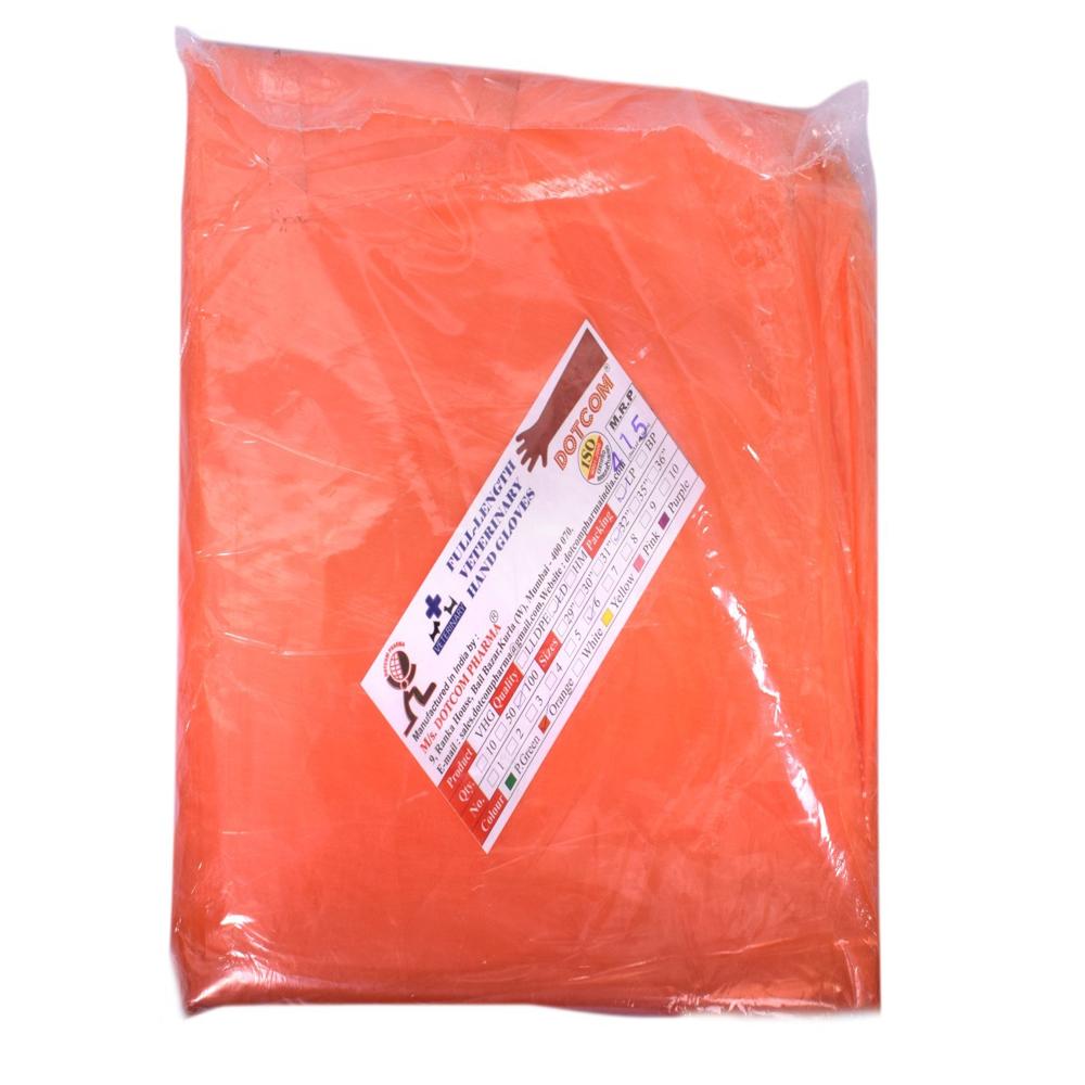 Veterinary Hand Gloves-ld-100 - Color: Orange