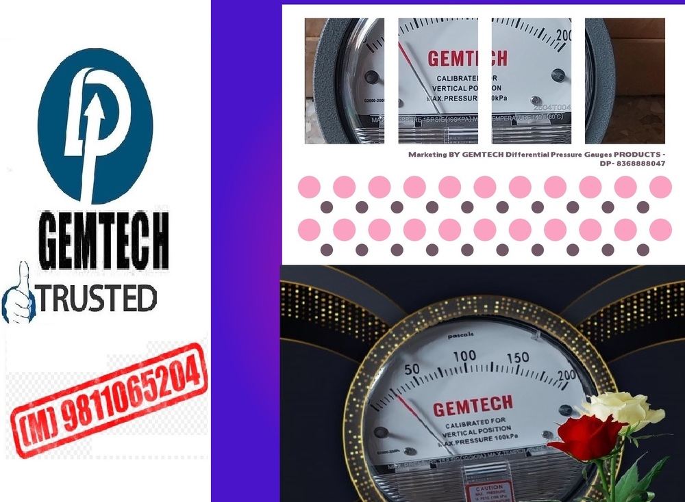 Popular Cities GEMTECH Differential Pressure Gauge Wholesalers for Ahmedabad