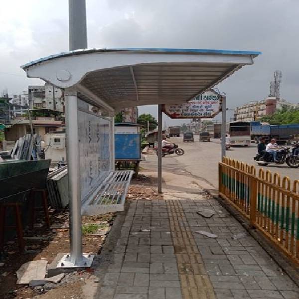 Steel Silver Dome Bus Stop Shelter - Color: Customize Color