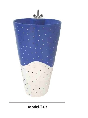 Ceramic Designer One टुकड़ा Basin Damru Shape