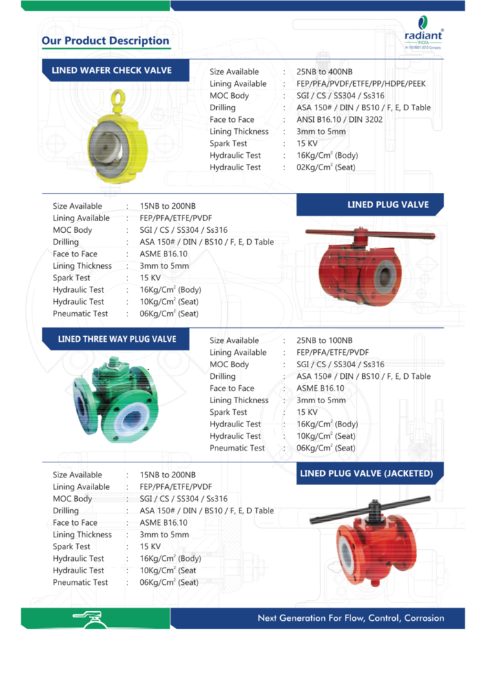 PFA Lined Three Way Plug Valve