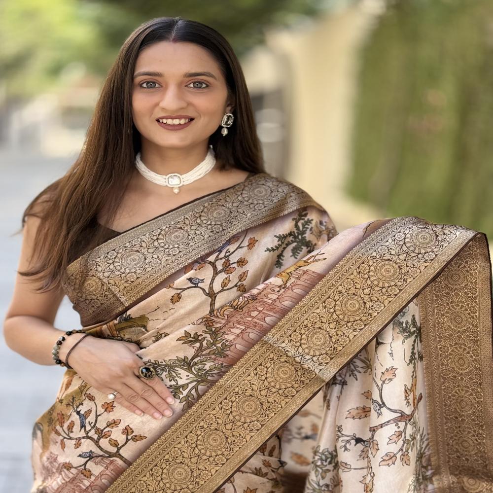  Digital Print Dola Silk Gala Saree