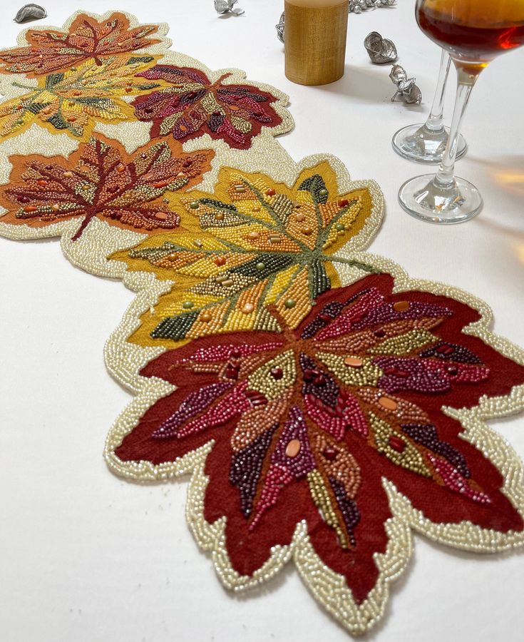 Beaded Runner Set For Dining Table - Color: Multicolor
