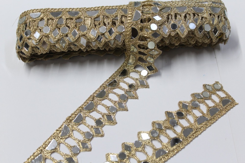 Golden Colour Fancy Mirror Lace