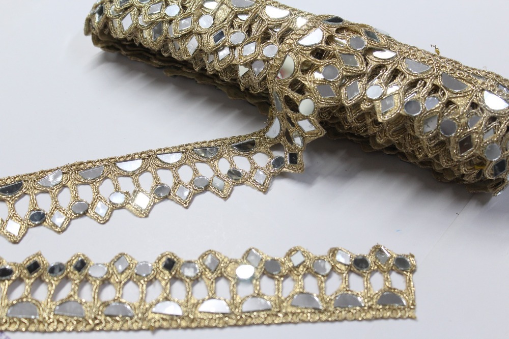 Golden Colour Fancy Mirror Lace
