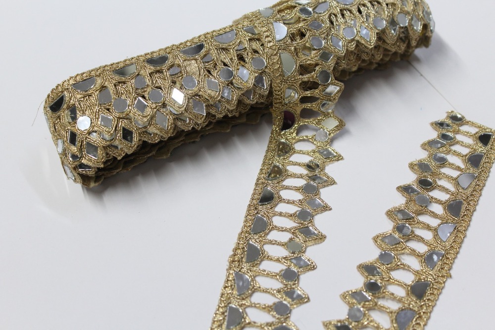 Golden Colour Fancy Mirror Lace