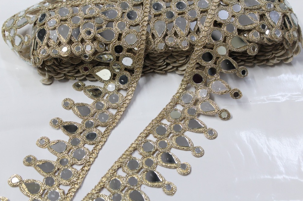 Mirror Work Lace Border - Color: Golden