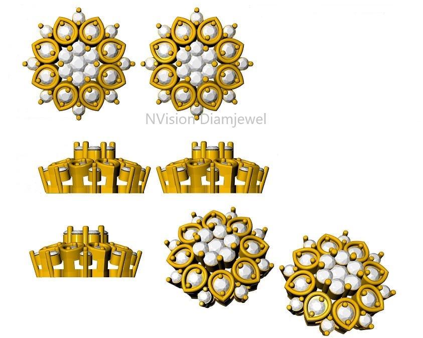 Eternal Floral cluster Natural Diamond Earrings