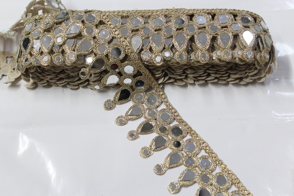 Mirror Work Lace Border - Color: Golden