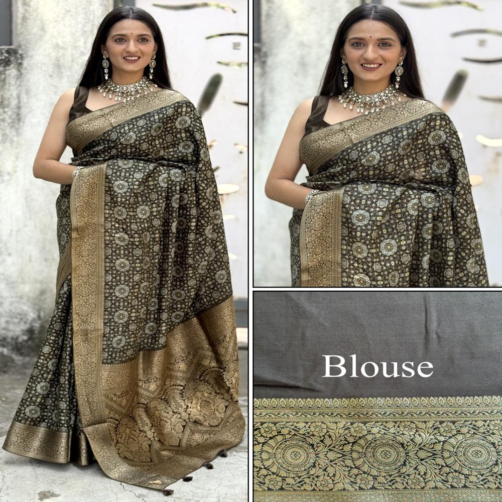  Digital Print Dola Silk Gala Saree