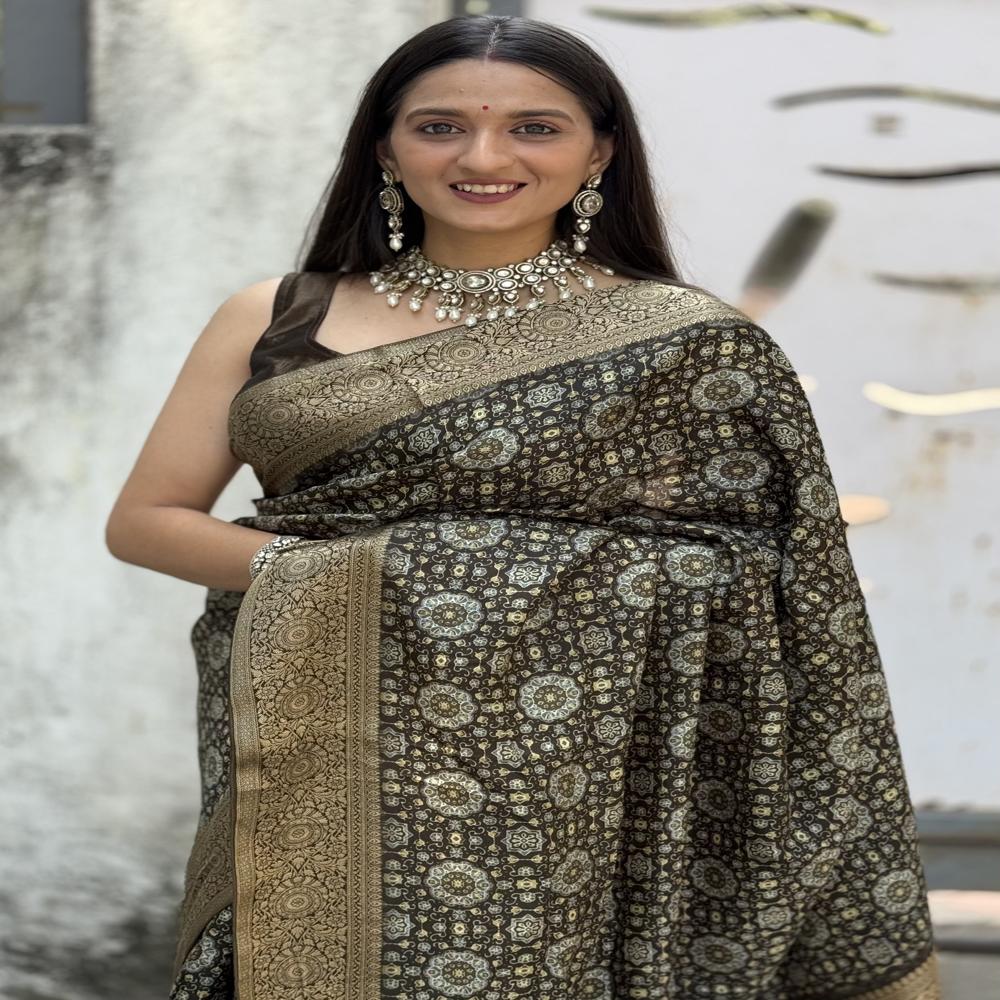  Digital Print Dola Silk Gala Saree