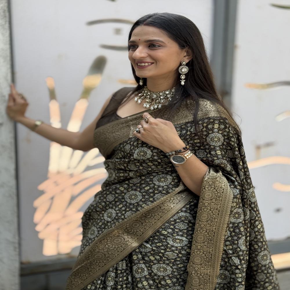  Digital Print Dola Silk Gala Saree