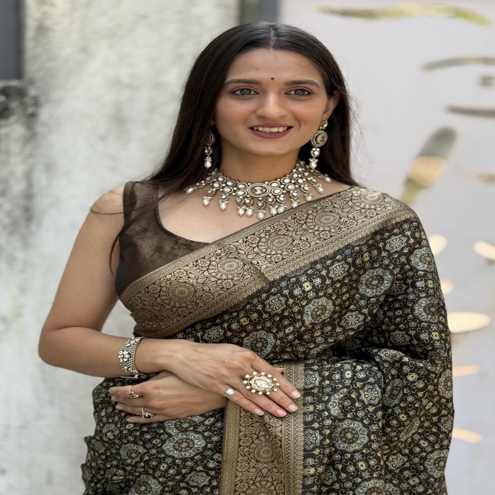  Digital Print Dola Silk Gala Saree