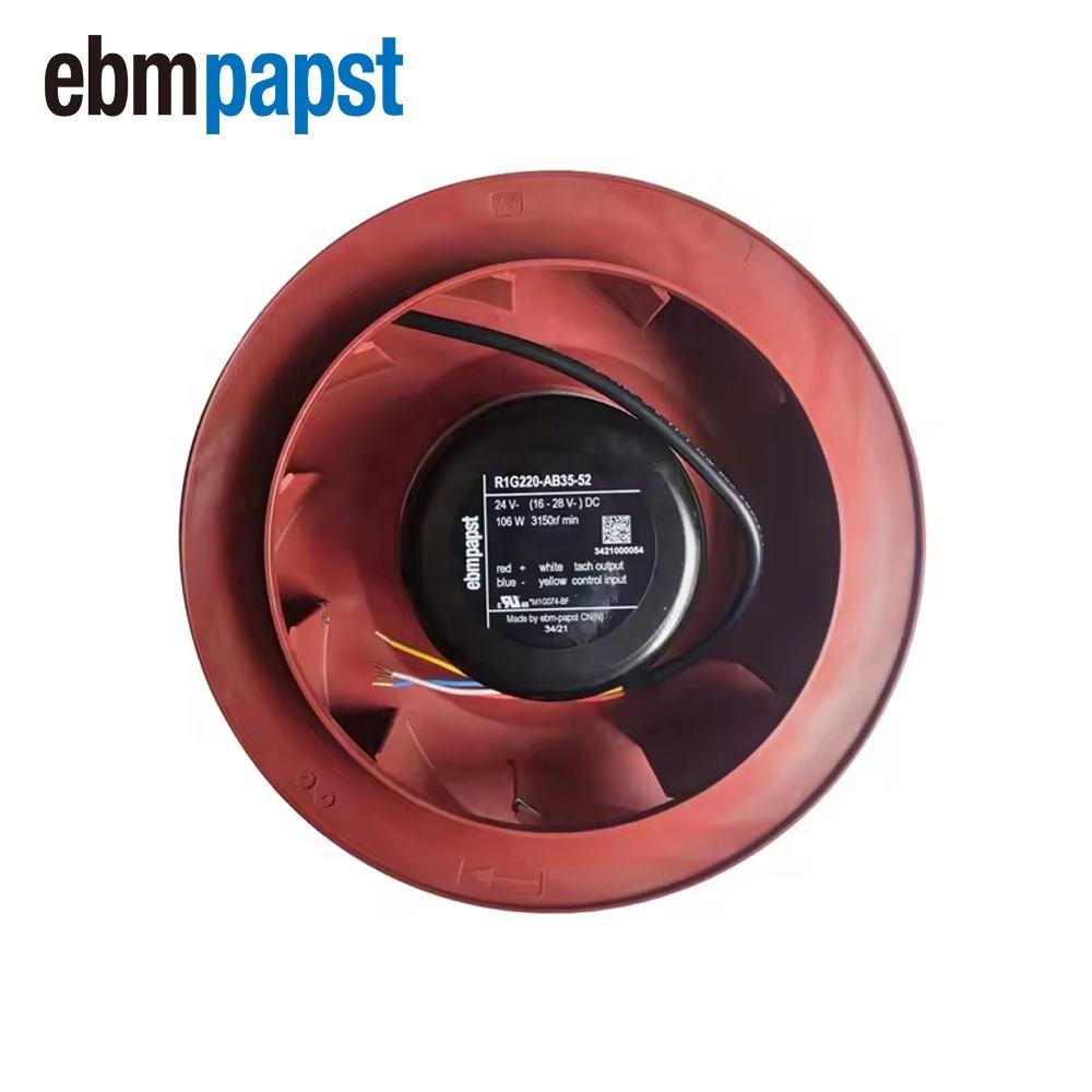 ebmpapst R1G220-AB35-52 24V DC 220mm 620.9CFM 106W 76dBA 3150RPM Ball Bearing Inverter Centrifugal Cooling Fan
