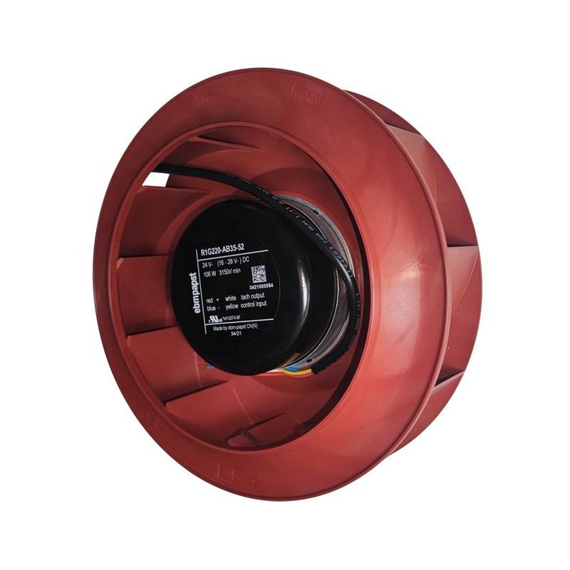 ebmpapst R1G220-AB35-52 24V DC 220mm 620.9CFM 106W 76dBA 3150RPM Ball Bearing Inverter Centrifugal Cooling Fan