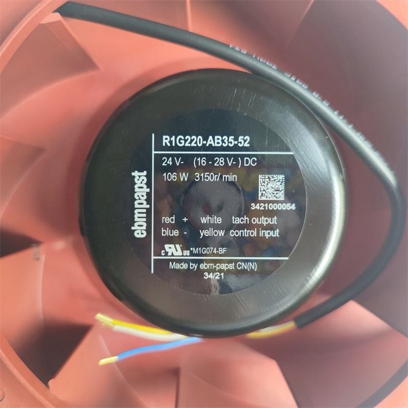 ebmpapst R1G220-AB35-52 24V DC 220mm 620.9CFM 106W 76dBA 3150RPM Ball Bearing Inverter Centrifugal Cooling Fan