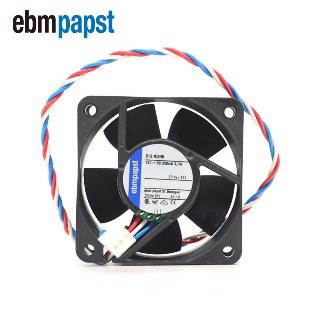 ebmpapst 612N/2HH 612N-2HH 12V DC 6025 60x60x25mm 2.9W 6800RPM 33CFM 41dB 6cm Inverters Small Axial Flow Cooling Fan