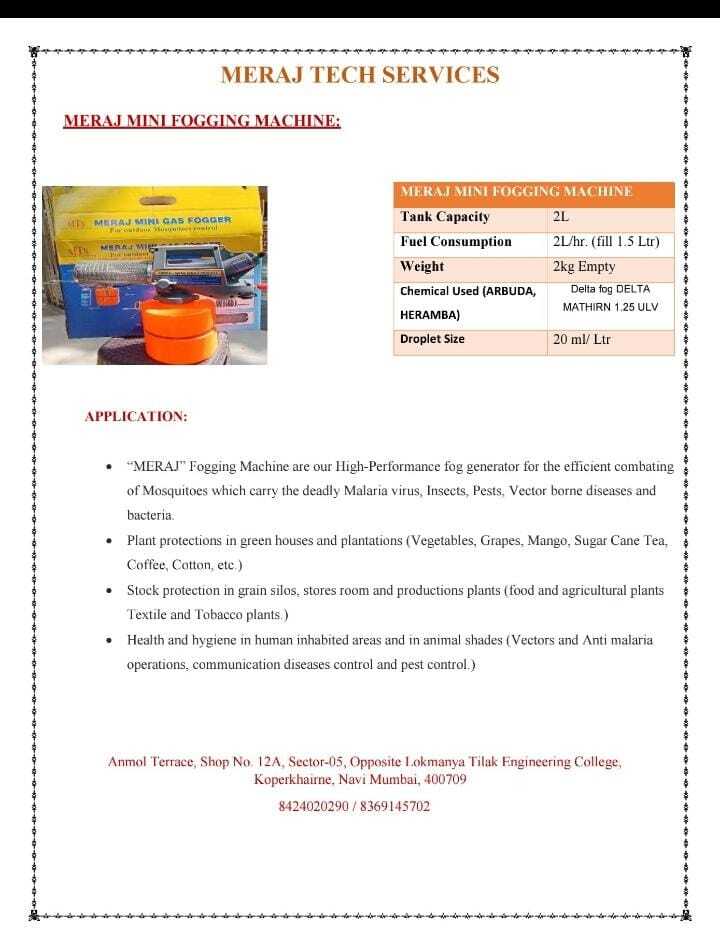 Mini Fogging Machine - Dimension (L*w*h): 600 X 175 X 420 Millimeter (Mm)