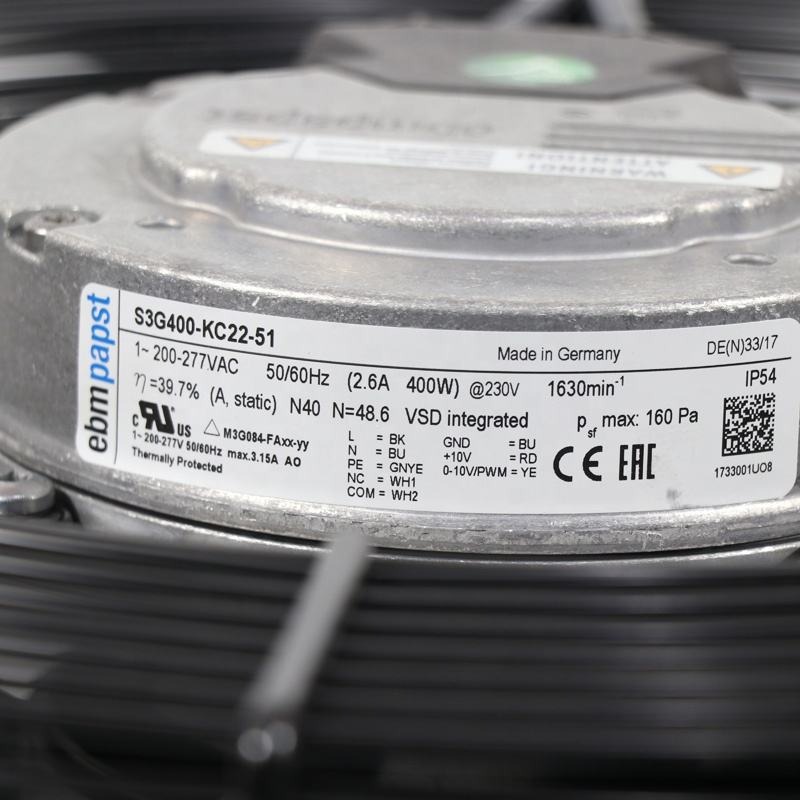 ebmpapst S3G400-KC22-51 400W 2.6A 230V AC 1630RPM IP54 Ball Bearing Printing Equipment EC Cabinet Axial Cooling Fan