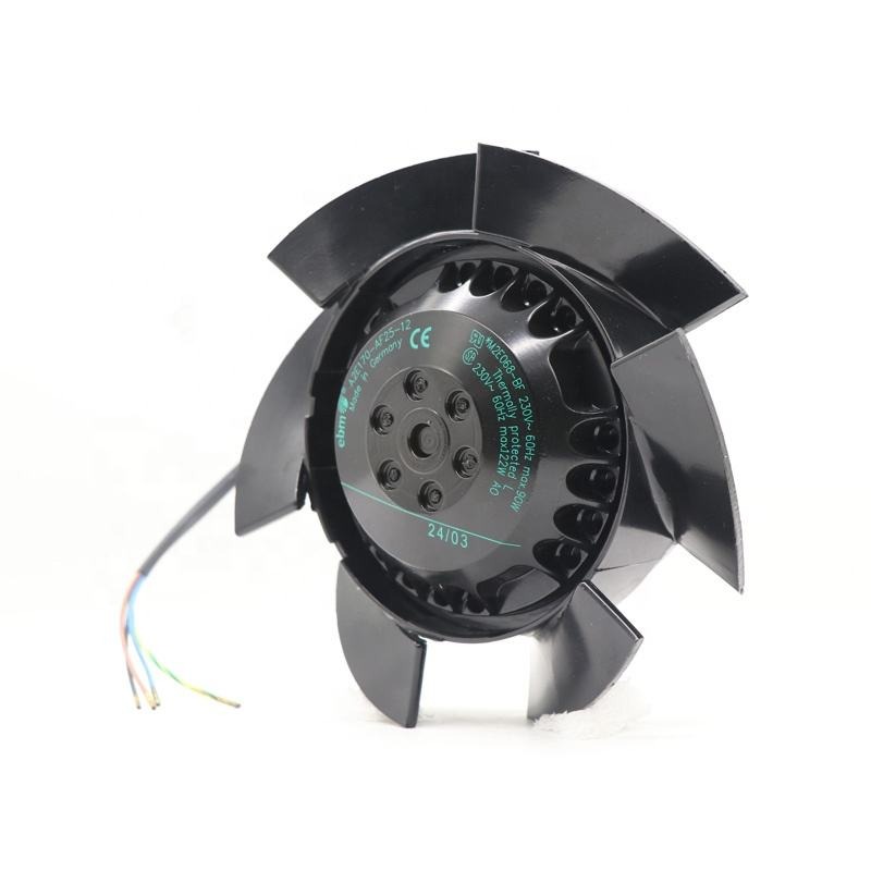 Ebmpapst A2e170-af25-12 M2e068-bf 230v Ac 60hz 122w 130mm 2700rpm 0.45a Outer Rotor Axial Cooling Fan - Color: Black