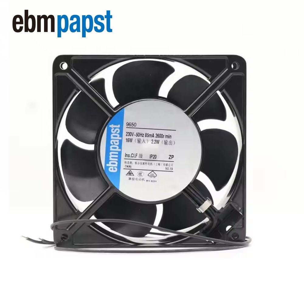 ebmpapst 9650 24V DC 16W 85mA 12cm 12038 120x120x38mm 2600RPM IP20 Ball Bearing Plastic Cabinet CPU Axial Cooling Fan