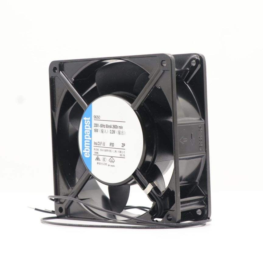 ebmpapst 9650 24V DC 16W 85mA 12cm 12038 120x120x38mm 2600RPM IP20 Ball Bearing Plastic Cabinet CPU Axial Cooling Fan