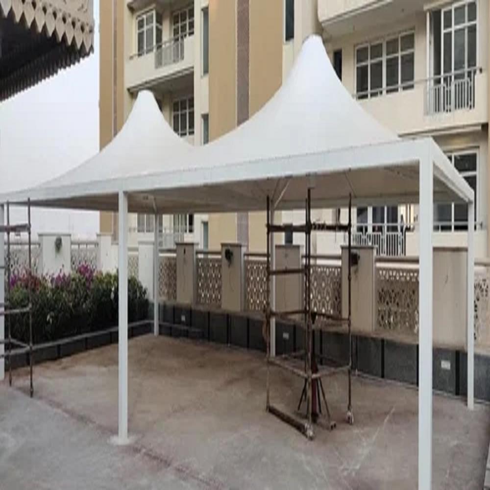 Paint Coated Car Parking Tensile Structure - Color: White