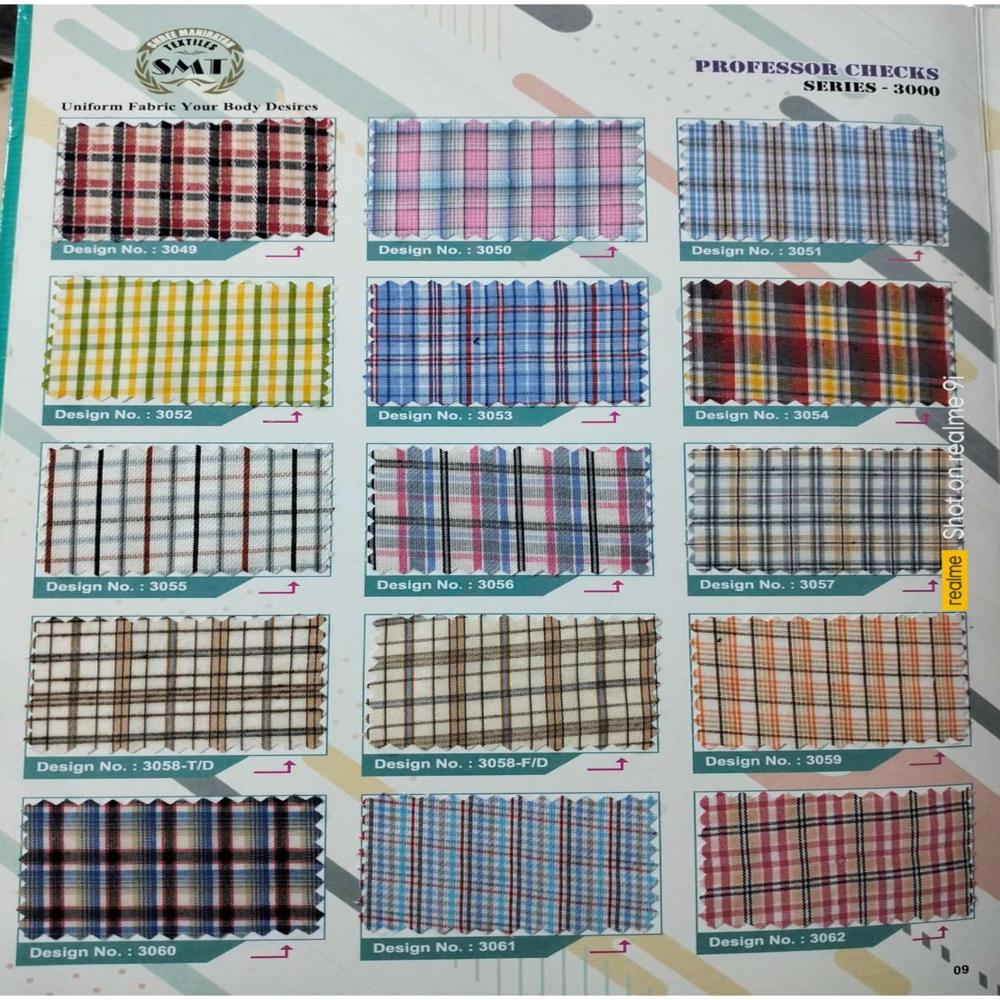 Checkmate Uniform Shirting Fabric - Attributes: Washable