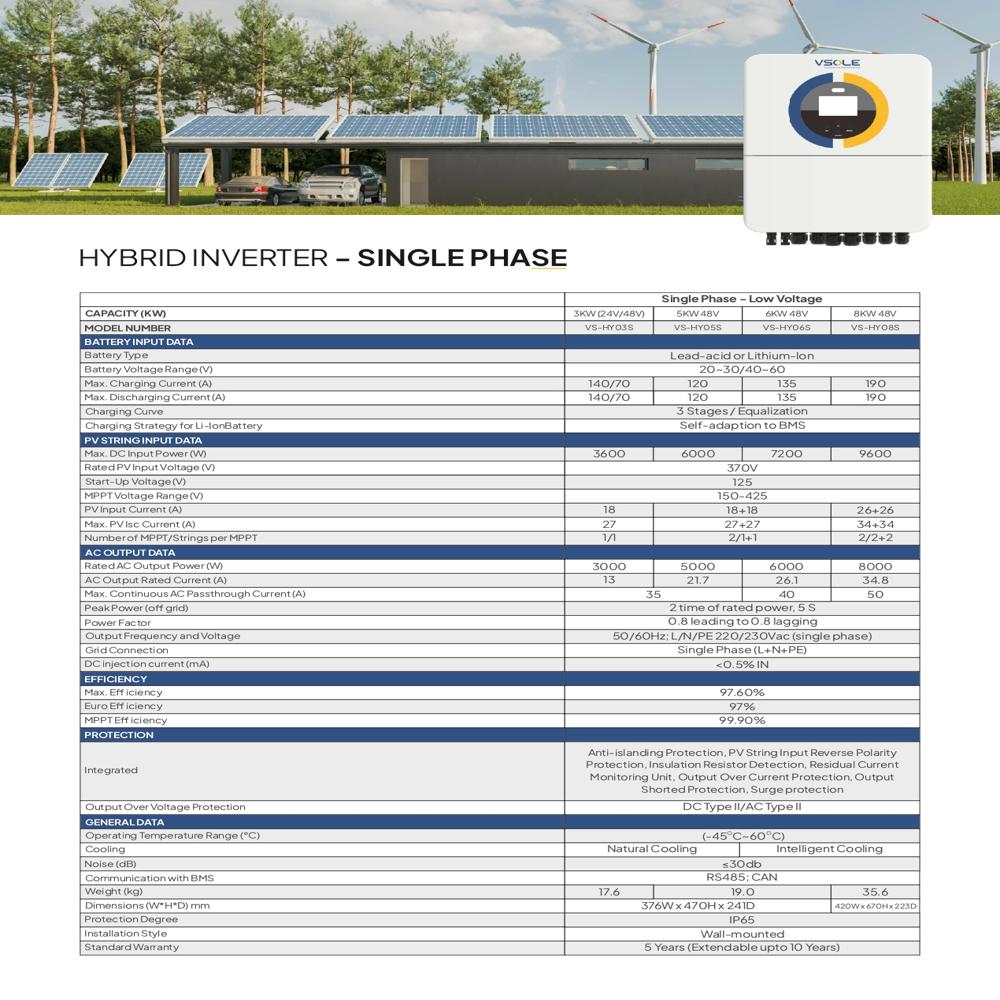 Solar Hybrid Inverters Single Phase 3kw 24v - Color: White