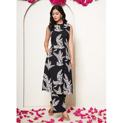 Black Fancy Kurta Palazzo Set