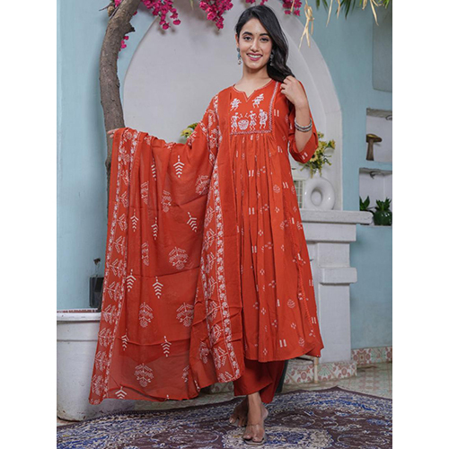 Orange Anarkali Kurta Set