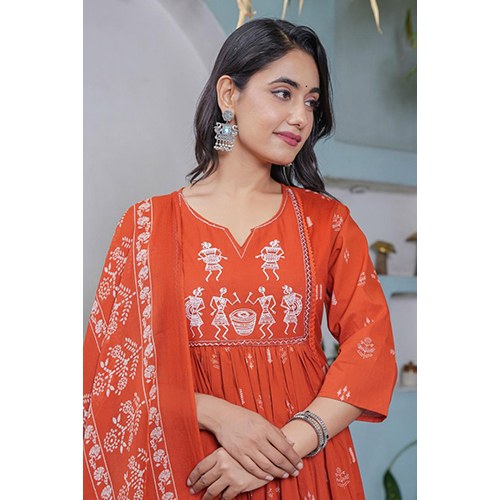 Orange Anarkali Kurta Set